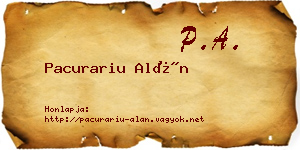 Pacurariu Alán névjegykártya